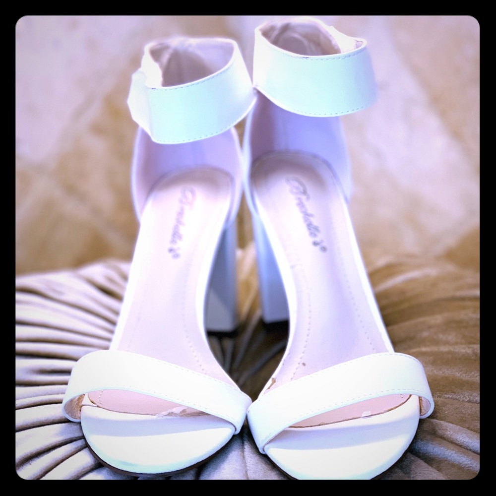 Lovely white ankle strap sandals